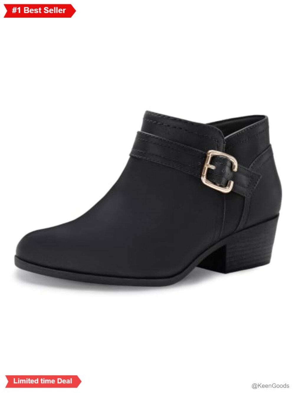 Women's Chunky Low Heel Ankle Boots Pointed Toe Zip Closure